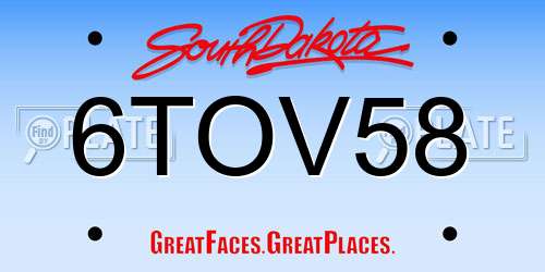 6TOV58 South Dakota License Plate