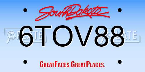 6TOV88 South Dakota License Plate