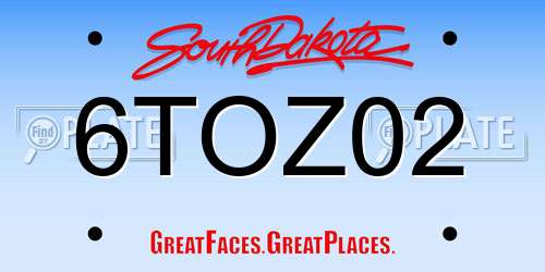 6TOZ02 South Dakota License Plate