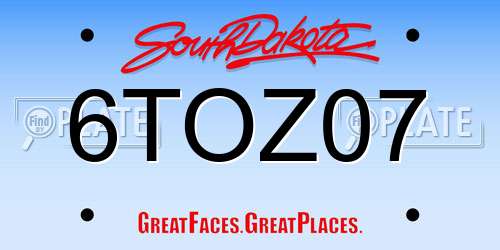 6TOZ07 South Dakota License Plate