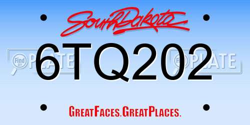 6TQ202 South Dakota License Plate
