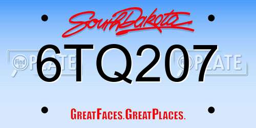 6TQ207 South Dakota License Plate