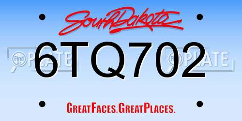 6TQ702 South Dakota License Plate