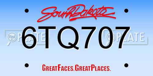 6TQ707 South Dakota License Plate