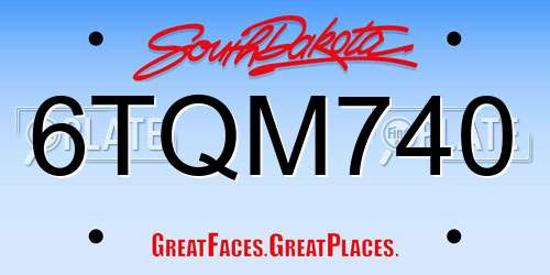 6TQM740 South Dakota License Plate