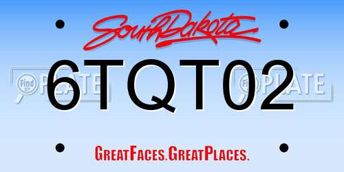 6TQT02 South Dakota License Plate