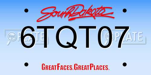 6TQT07 South Dakota License Plate