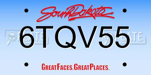 6TQV55 South Dakota License Plate
