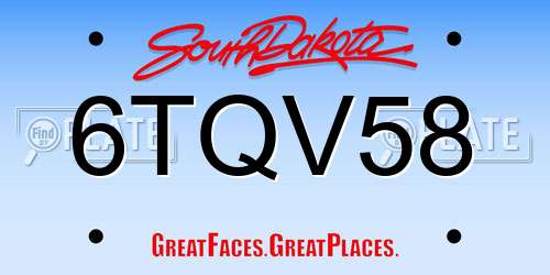 6TQV58 South Dakota License Plate