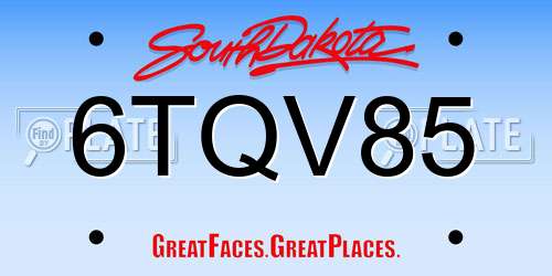 6TQV85 South Dakota License Plate