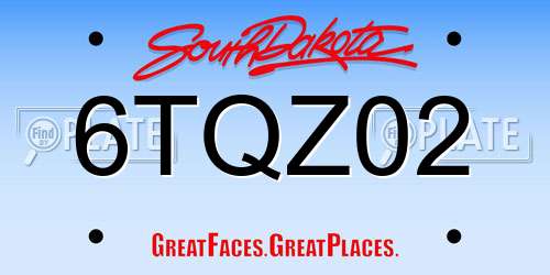 6TQZ02 South Dakota License Plate