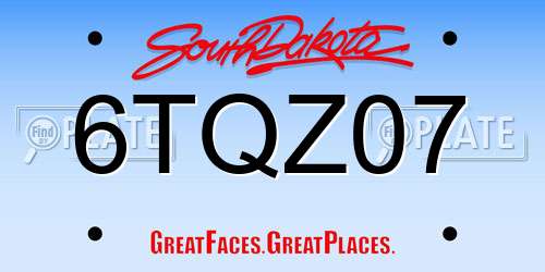 6TQZ07 South Dakota License Plate