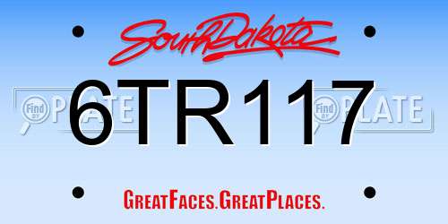 6TR117 South Dakota License Plate