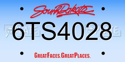 6TS4028 South Dakota License Plate