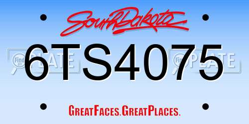 6TS4075 South Dakota License Plate