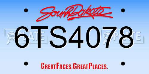 6TS4078 South Dakota License Plate