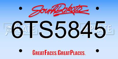 6TS5845 South Dakota License Plate