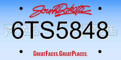 6TS5848 South Dakota License Plate