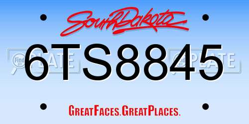6TS8845 South Dakota License Plate