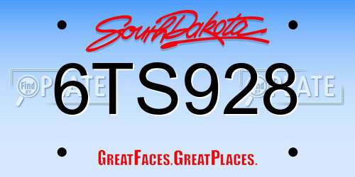 6TS928 South Dakota License Plate