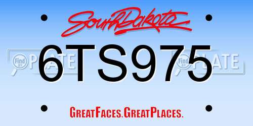 6TS975 South Dakota License Plate