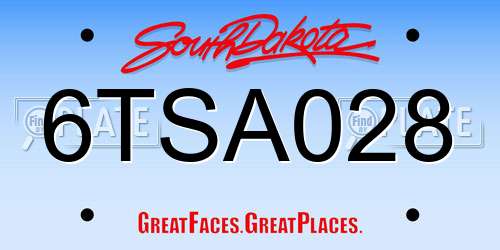 6TSA028 South Dakota License Plate