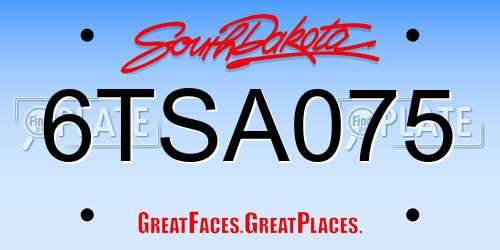 6TSA075 South Dakota License Plate