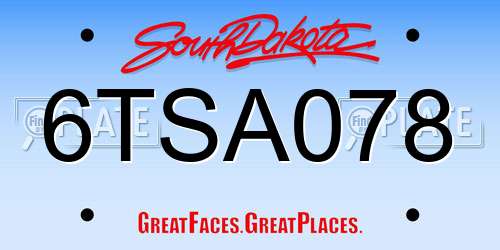 6TSA078 South Dakota License Plate