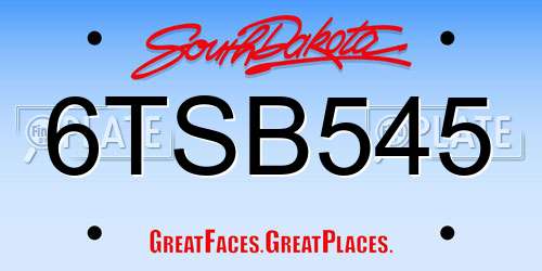 6TSB545 South Dakota License Plate