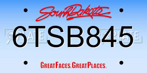 6TSB845 South Dakota License Plate