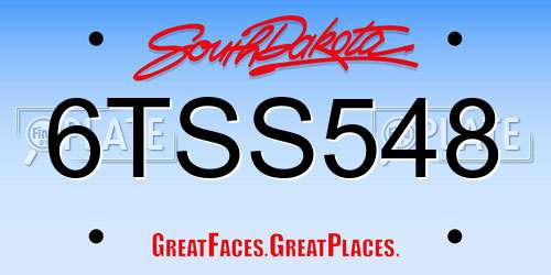 6TSS548 South Dakota License Plate