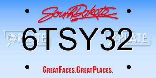 6TSY32 South Dakota License Plate