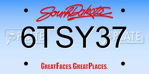 6TSY37 South Dakota License Plate