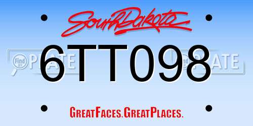 6TT098 South Dakota License Plate