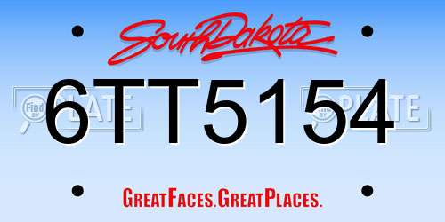 6TT5154 South Dakota License Plate