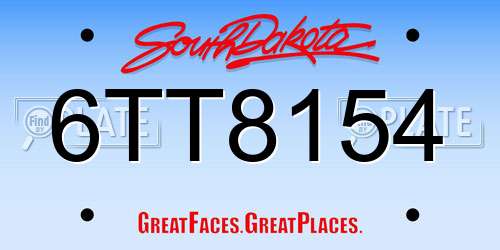 6TT8154 South Dakota License Plate