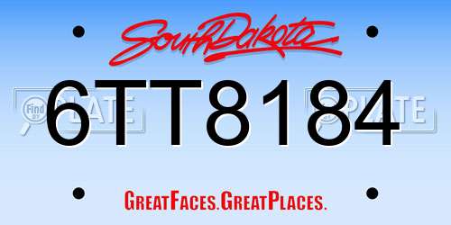 6TT8184 South Dakota License Plate