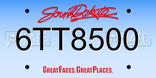 6TT8500 South Dakota License Plate