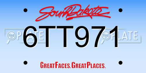 6TT971 South Dakota License Plate