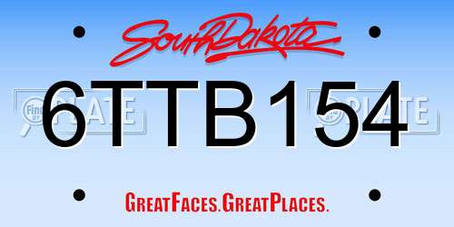 6TTB154 South Dakota License Plate