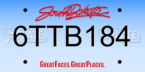 6TTB184 South Dakota License Plate