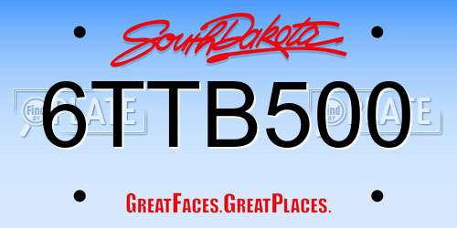 6TTB500 South Dakota License Plate