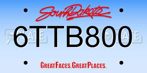 6TTB800 South Dakota License Plate