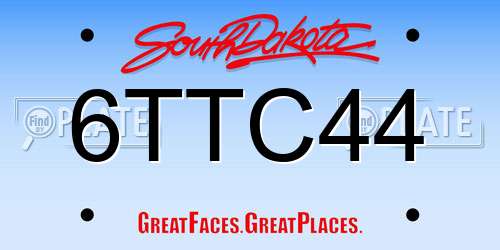 6TTC44 South Dakota License Plate