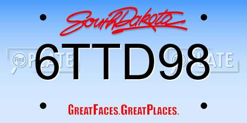 6TTD98 South Dakota License Plate