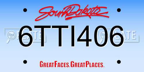 6TTI406 South Dakota License Plate