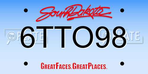 6TTO98 South Dakota License Plate