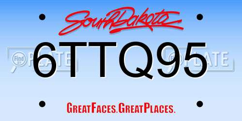 6TTQ95 South Dakota License Plate