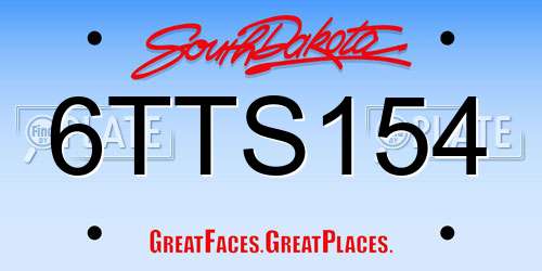 6TTS154 South Dakota License Plate