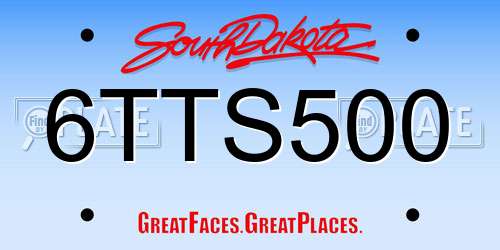 6TTS500 South Dakota License Plate